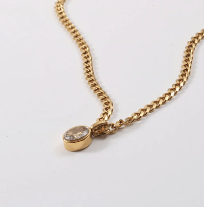 Alia Oval Crystal Pendant Necklace