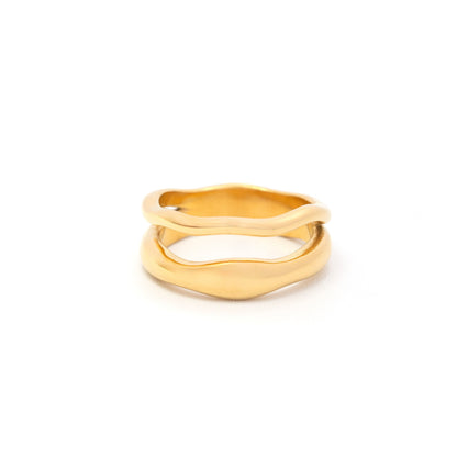 Lucy Double Layer Wave Gold Stacking Ring