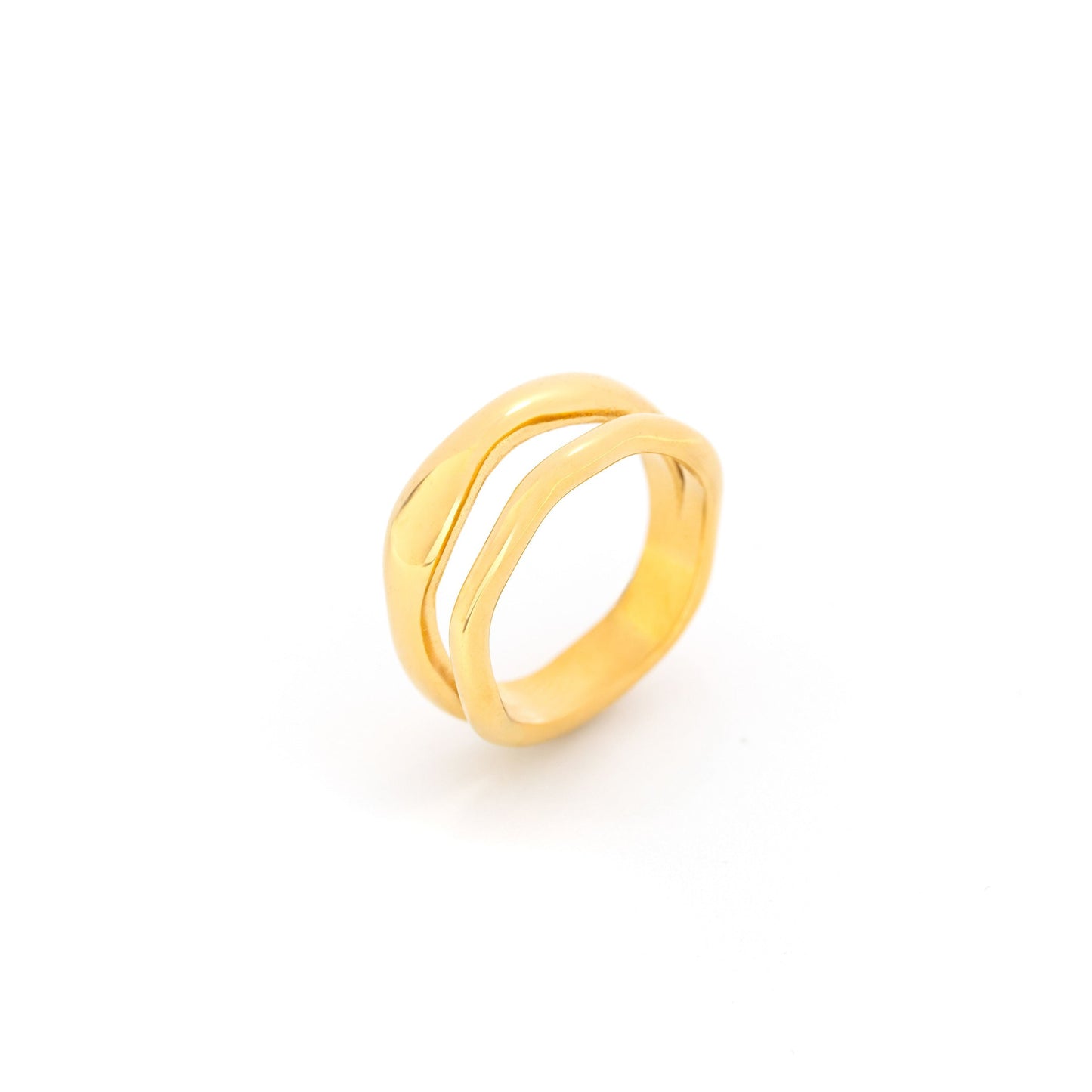 Lucy Double Layer Wave Gold Stacking Ring